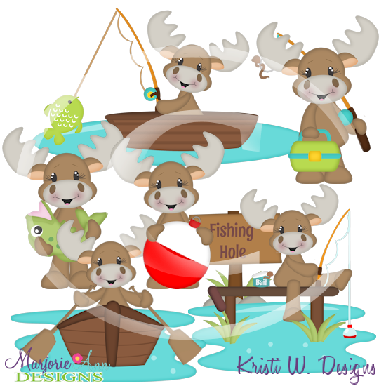 Fishing Fun SVG Cutting Files/Paper Piecing +Clipart - Click Image to Close